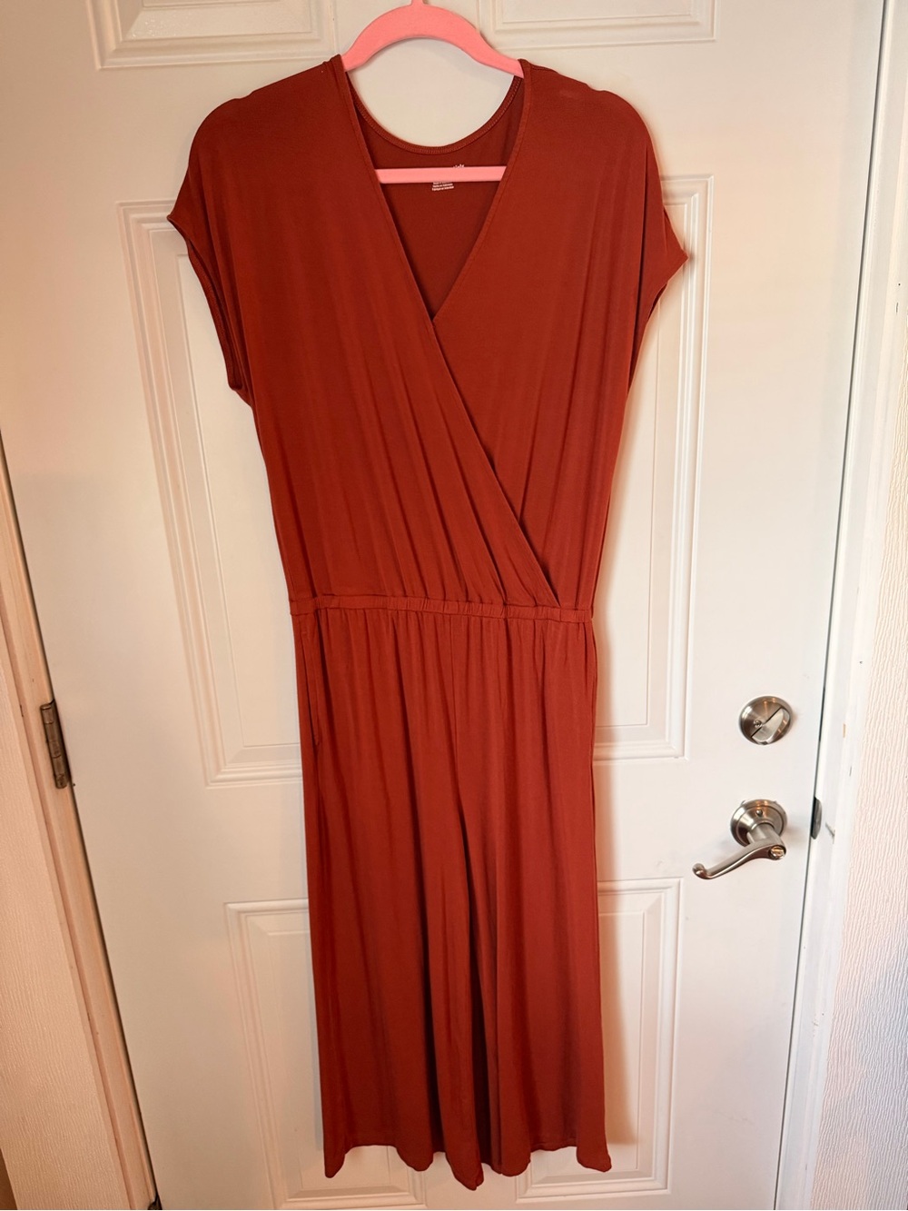 Amazon Essentials Rust Orange Wrap Jumpsuit